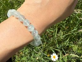 Hellblaues Aquamarin-Armband – echte Steine, 8.5 mm
